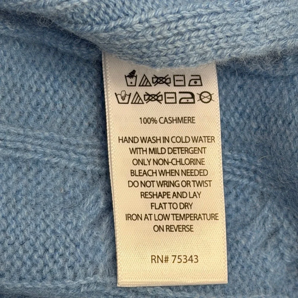 NWD Joie 100% Cashmere Cable Knit Crewneck Sweater Blue Womens Size Large Luxury